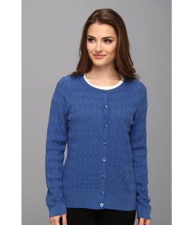 Pendleton Petite Stitched Cardigan Womens Sweater (Blue)