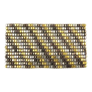 MIXIT Tri Tone Diagonal Metal Bead Stretch Bracelet, Mixed Metals