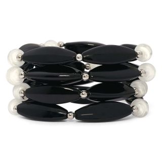 MIXIT Mixit Silver Tone Black and White Bead 4 pr. Stretch Bracelet Set