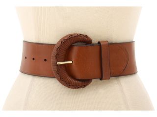 LAUREN by Ralph Lauren Burnished Leather Belt with Woven Wrapped Buckle Womens Belts (Tan)