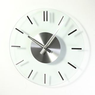 Telechron Mid century Silvertone/ Glass Wall Clock