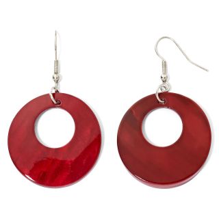 Red Open Shell Disc Earrings