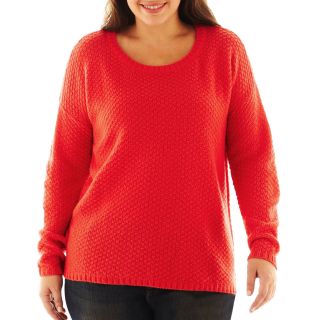 A.N.A Cable Sweater   Plus, Bright Cayenne, Womens