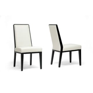 Theia Black Wood And Cream Leather Modern Dining Chairs (set Of 2)