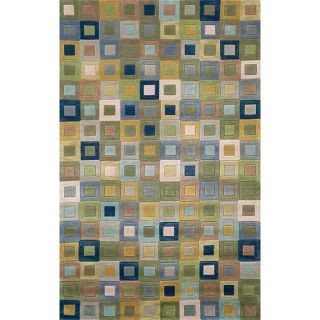 Hand tufted Square In Square Ocean Rug (2 X 8)