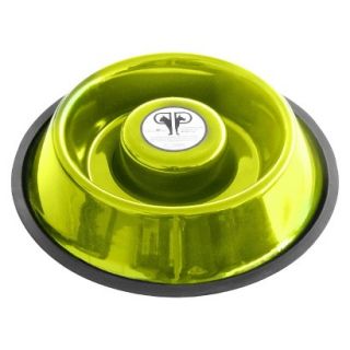 Platinum Pets Stainless Steel Non Embossed Slow Eating Bowl   Corona Lime