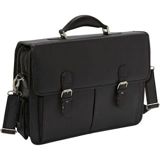 Leather Flap Over Computer Case   Black