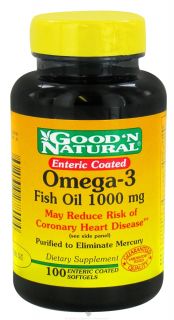 Good N Natural   Enteric Coated Omega 3 Fish Oil 1000 mg.   100 Softgels