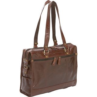 Leather Laptop Tote   Brown