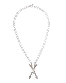 Pave Heart & Arrow Necklace, Silver