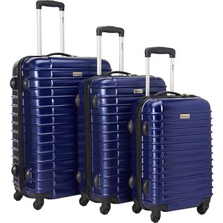 Light Weight Polycarbonate 3 Pc Luggage Set On Swivel Wheels Blu