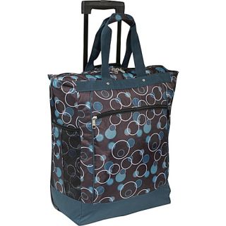Rolling Tote   Teal Blue/Blue Bubbles