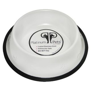 Platinum Pets Stainless Steel Embossed Non Tip Dog Bowl   White (3 Cup)
