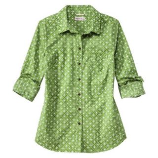 Merona Womens Favorite Button Down Shirt   Lawn   Green Print   M