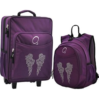 O3 Kids Angel Wings Luggage and Backpack Set With Integrated Cooler Purp