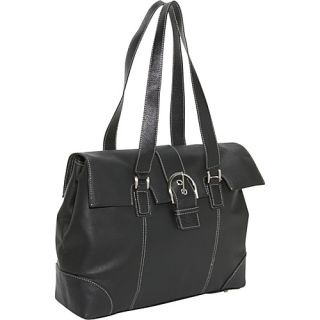 The Madison Leather Laptop Tote   Black
