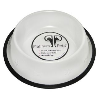 Platinum Pets Stainless Steel Embossed Non Tip Dog Bowl   White (1 Cup)