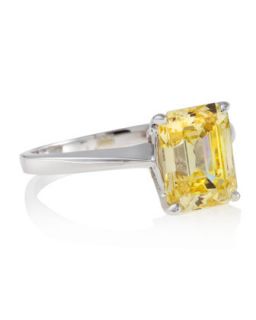 Emerald Cut Canary Solitaire Ring