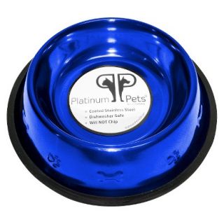 Platinum Pets Stainless Steel Embossed Non Tip Dog Bowl   Blue (12 Cup)