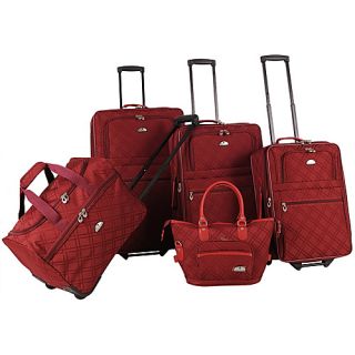 Pemberly 5 Piece Buckles Set Wine   American Flyer Luggage Sets