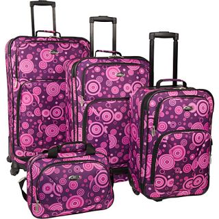 Purple Polka Dot 4 Piece Spinner Luggage Set Purple   U.S. Travele