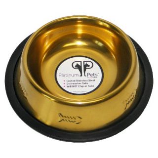 Platinum Pets Stainless Steel Embossed Non Tip Cat Bowl   Gold (1 Cup)