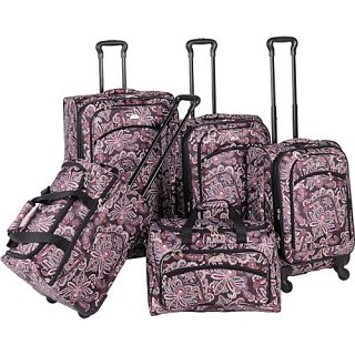 Paisely 5 Piece Luggage Set Spinner Chocolate   American Flyer Lu