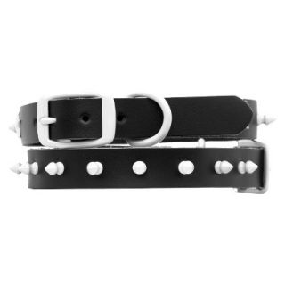 Platinum Pets Black Genuine Leather Dog Collar with Spikes   White (9.5   12.