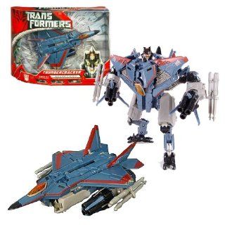 Hasbro Year 2007 Transformers Movie Series Voyager Class 7 Inch Tall Robot Action Figure   Decepticon THUNDERCRACKER with 2 Arm Missile Launchers and 6 Missiles (Vehicle Mode F 22 Raptor) Toys & Games