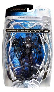 Hasbro Year 2007 Marvel Movie Series "Spider Man 3" Limited Edition 5 Inch Tall Action Figure   Black Costume SPIDER MAN with Wall Hanging Web Toys & Games