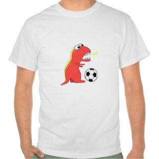 Funny Cartoon Dinosaur Playing Soccer Shirts
