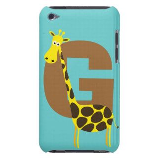 Monogram initial letter G giraffe cartoon custom Barely There iPod Cases