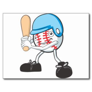 Cool Baseball Batter Cartoon Post Card