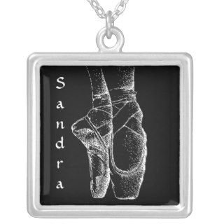 Black and White Ballet Shoes Necklace
