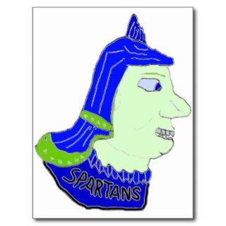Spartan Head Logo Purple, Dark & Light Green Postcard