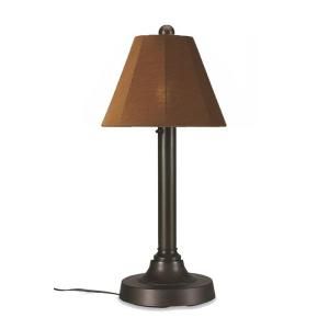 Patio Living Concepts San Juan 30 in. Outdoor Bronze Table Lamp with Teak Shade 36127