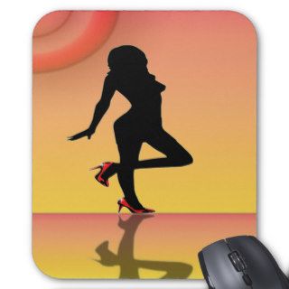 Awesome girl with reflexions with shinning red hot mouse pad