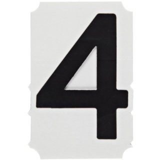 Brady 5100 4 Gothic Quik Align 3" Height, 2 3/8" Width, B 933 Vinyl, Black Color Number, Legend "4" (Pack Of 10) Industrial Warning Signs
