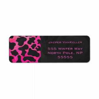 Cow Hot Pink and Black Print Return Address Label