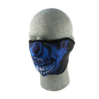 NEOPRENE 1/2 FACE MASK, BLUE CHROME SKULL, Manufacturer ZANheadgear, Manufacturer Part Number WNFM024H AD, Stock Photo   Actual parts may vary. Automotive