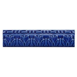 Merola Tile Gaya Molduras Barrocas Azul 2 in. x 8 in. Ceramic Wall Trim Tile WGFGYMBA