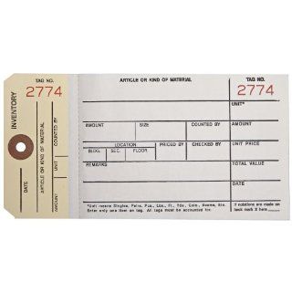 Aviditi G19061 10 Point Cardstock #8 2 Sided Carbonless Stub Style Inventory Tag, "Number 2500 2999", 6 1/4" Length x 3 1/8" Width, White/Manila (Case of 500)