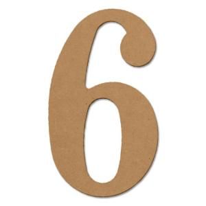 Design Craft MIllworks 8 in. MDF Classic Wood Number (6) 47392