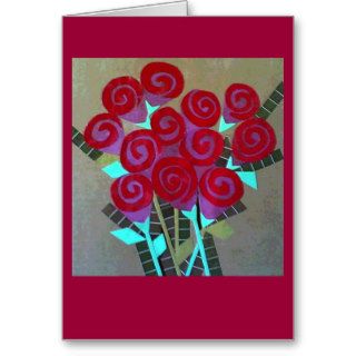 Valentine with Paper Roses Greeting Card
