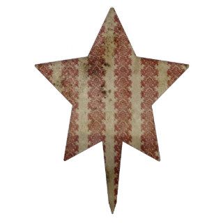 Brown and maroon grunge damask wallpaper star cake topper
