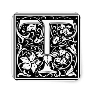 Decorative Letter Initial “T” Square Stickers
