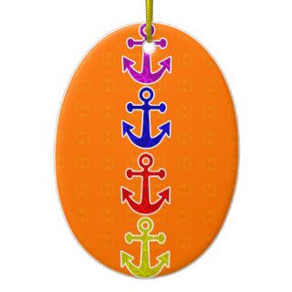 Bright Colorful Anchors Christmas Tree Ornaments