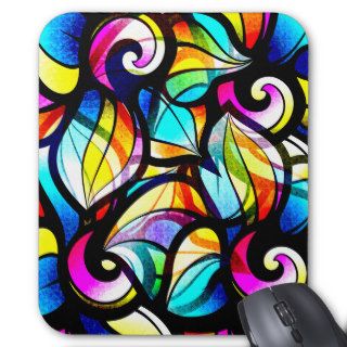 Colorful Abstract Swirls Design Mouse Pads