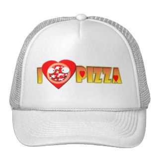 I love pizza cartoon design trucker hats