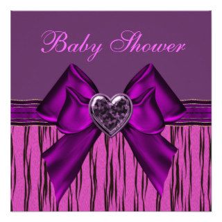 Baby Shower Animal Print, Bow & Heart Invitation
